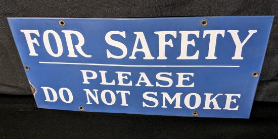 PORCELAIN SIGN FOR SAFETY PLEASE DO NOT SMOKE