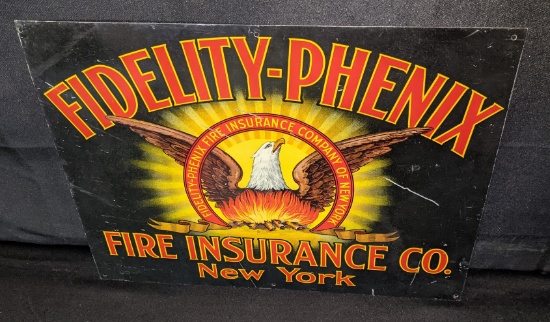 TIN LITHO SIGN FIDELITY PHENIX FIRE INSURANCE