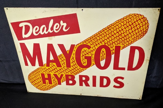 TIN SIGN MAYGOLD HYBRID SEED CORN DEALER