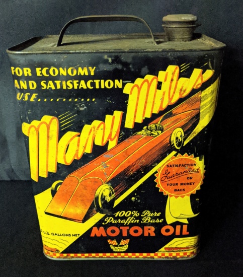 2 GAL OIL CAN MANY MILES PACE SETTER AUTO STORES