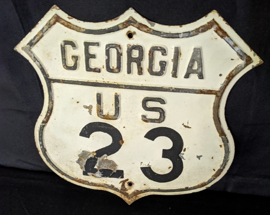 EMBOSSED STEEL SIGN US ROUTE HWY 23 GEORGIA