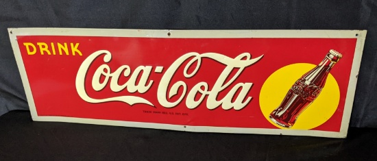 EMBOSSED TIN SIGN DRINK COCA COLA