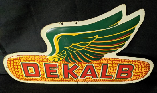 EMBOSSED TIN SIGN DEKALB SEED CORN