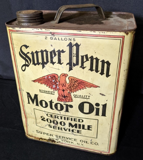 2 GAL OIL CAN SUPER PENN SUPER SERVICE OIL CO NY