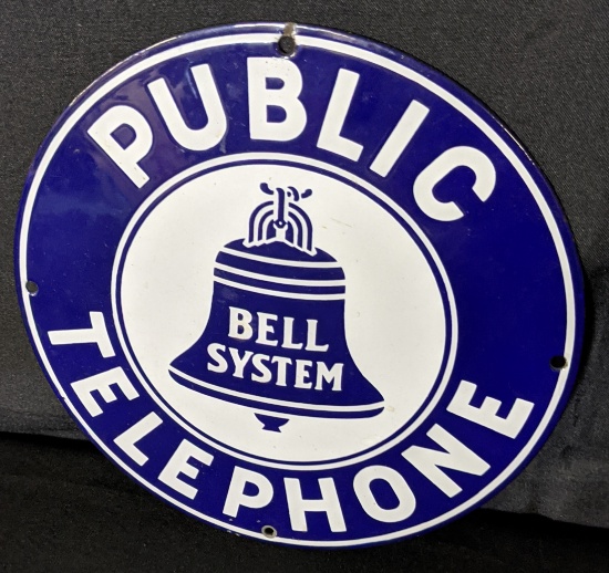 PORCELAIN SIGN BELL SYSTEM PUBLIC TELEPHONE