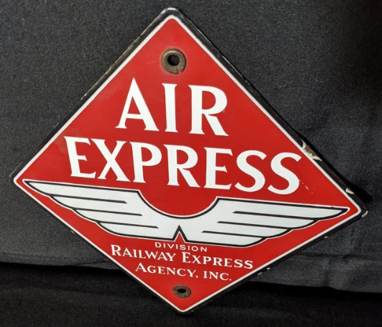PORCELAIN SIGN AIR EXPRESS RAILWAY EXPRESS AGENCY