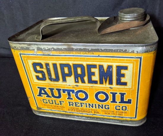 1 GAL OIL CAN SUPREME AUTO OIL GULF REFINING CO