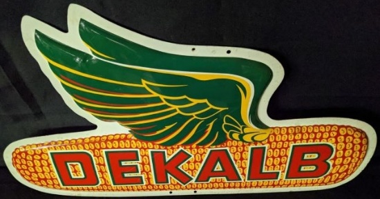 EMBOSSED TIN SIGN DEKALB SEED CORN