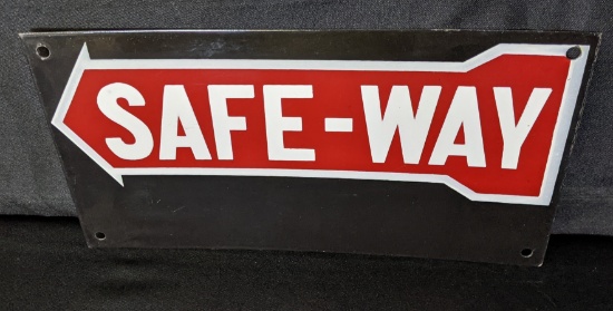 2 SIDED PORCELAIN SIGN MINING SAFE WAY