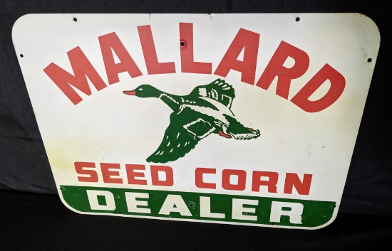 TIN SIGN MALLARD SEED CORN DEALER