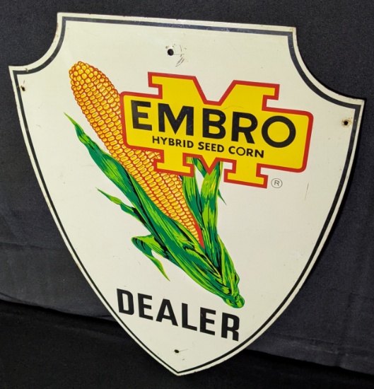 TIN SIGN EMBRO SEED CORN DEALER