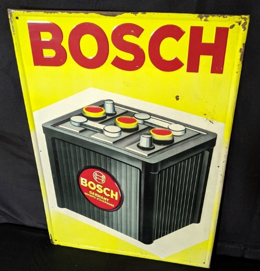 EMBOSSED TIN SIGN BOSCH BATTERY BATTERIES