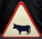PORCELAIN ROAD SIGN CATTLE CROSSING COW