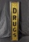 REVERSE CHIPPED GLASS SIGN DRUGS DRUG STORE