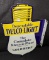 PORCELAIN FLANGE SIGN DELCO LIGHT SOLD HERE