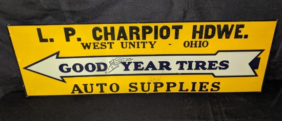 GOOD YEAR TIRES AUTO SUPPLIES TIN SIGN WEST UNITY