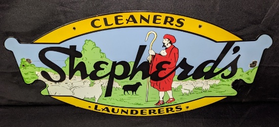 PORCELAIN SIGN SHEPHERDS CLEANERS & LAUNDERERS