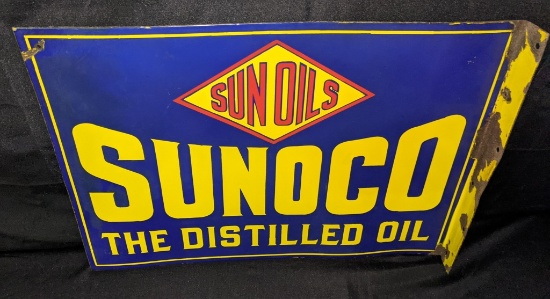 PORCELAIN FLANGE SIGN SUN OILS SUNOCO