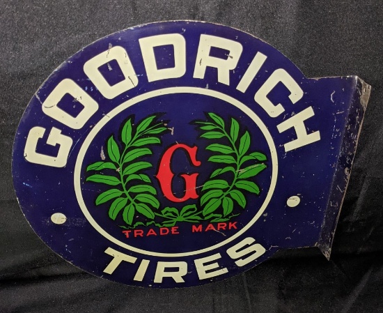 EARLY TIN FLANGE SIGN GOODRICH TIRES