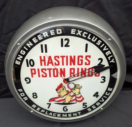 LIGHTED CLOCK SIGN HASTINGS PISTON RINGS