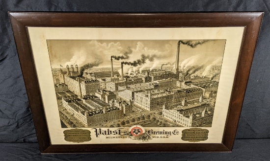 PRE PRO LITHO BEER SIGN PABST BREWING CO MILWAUKEE