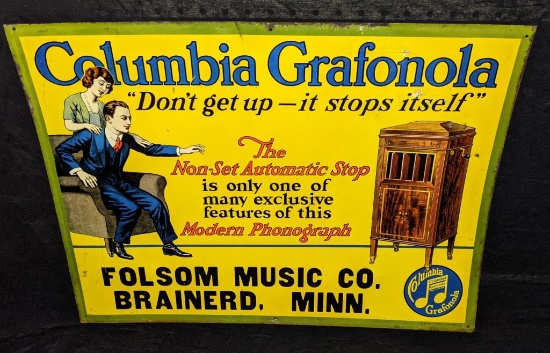 COLUMBIA GRAFONOLA TIN SIGN BRAINERD MINNESOTA MN