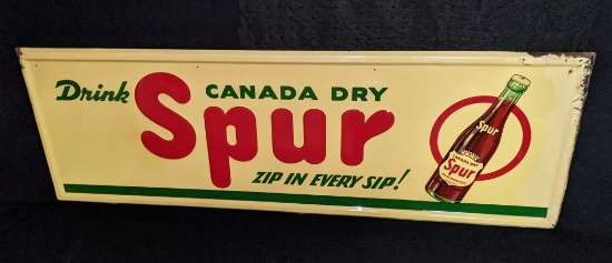 EMBOSSED TIN SIGN DRINK CANADA DRY SPUR
