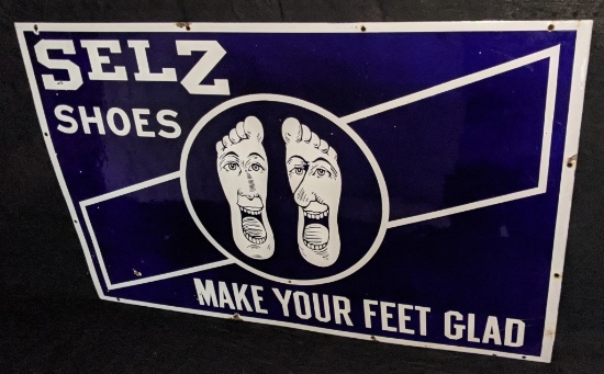PORCELAIN SIGN SELZ SHOES MAKE YOUR FEET GLAD