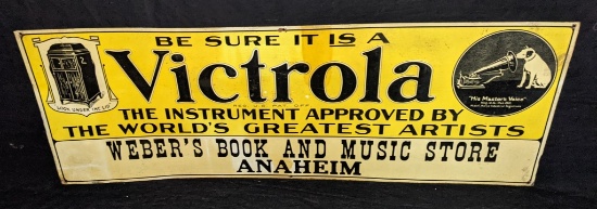EMBOSSED TIN SIGN VICTROLA PHONOGRAPH ANNAHEIM CA