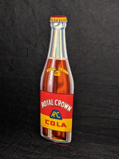 NOS EMBOSSED TIN DIE CUT BOTTLE SIGN RC COLA
