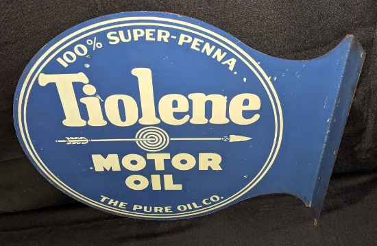TIN FLANGE SIGN PURE OIL CO TIOLENE MOTOR OIL