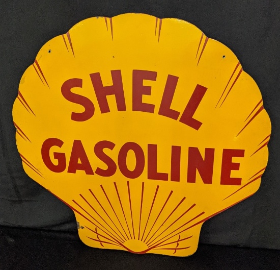 2 SIDED PORCELAIN SIGN SHELL GASOLINE