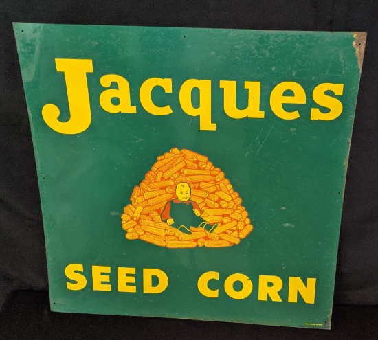 LARGE TIN SIGN JACQUES SEED CORN