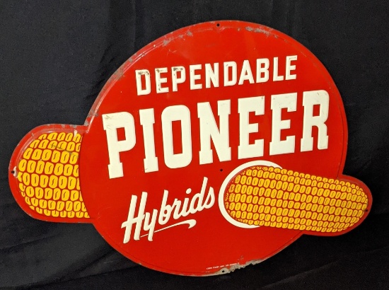 EMBOSSED TIN SIGN PIONEER HYBRID SEED CORN