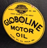 PORCELAIN SIGN RUSK OIL CO PHILADELPHIA GLOBOLINE