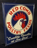 LARGE TIN SIGN RED COMB POULTRY FEEDS