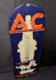 EMBOSSED TIN THERMOMETER SIGN AC SPARK PLUGS