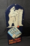 EMBOSSED TIN THERMOMETER SIGN DUPONT 5 STAR ANTI F