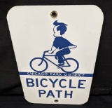 PORCELAIN SIGN CHICAGO PARK DISTRICT BICYCLE PATH