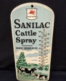 WOOD THERMOMETER SIGN SOCONY VACUUM SANILAC CATTLE