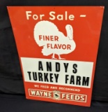 NOS TIN SIGN WAYNE FEEDS ANDYS TURKEY FARM
