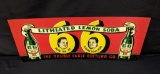 EMBOSSED TIN SIGN DOUBLE EAGLE LITHIATED 66 SODA