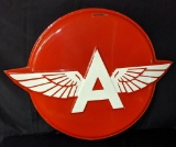 EMBOSSED PORCELAIN SIGNFLYING A GASOLINE
