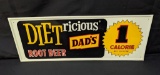 NOS EMBOSSED TIN SIGN DIETRICIOUS DADS ROOT BEER