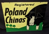2 SIDED TIN SIGN POLAND CHINA HOGS PIG FARM