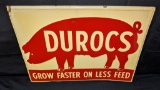 EMBOSSED TIN SIGN DUROCS HOG PIG FARM
