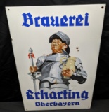 PORCELAIN BEER SIGN BRAUEREI ERHARTING OBERBAYERN