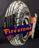 PORCELAIN FLANGE SIGN FIRESTONE GUM DIPPED TIRES