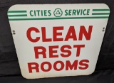 2 SIDED PORCELAIN CITIES SERVICE CLEAN REST ROOMS