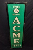 EMBOSSED TIN SIGN CITIES SERVICE ACME TIRES